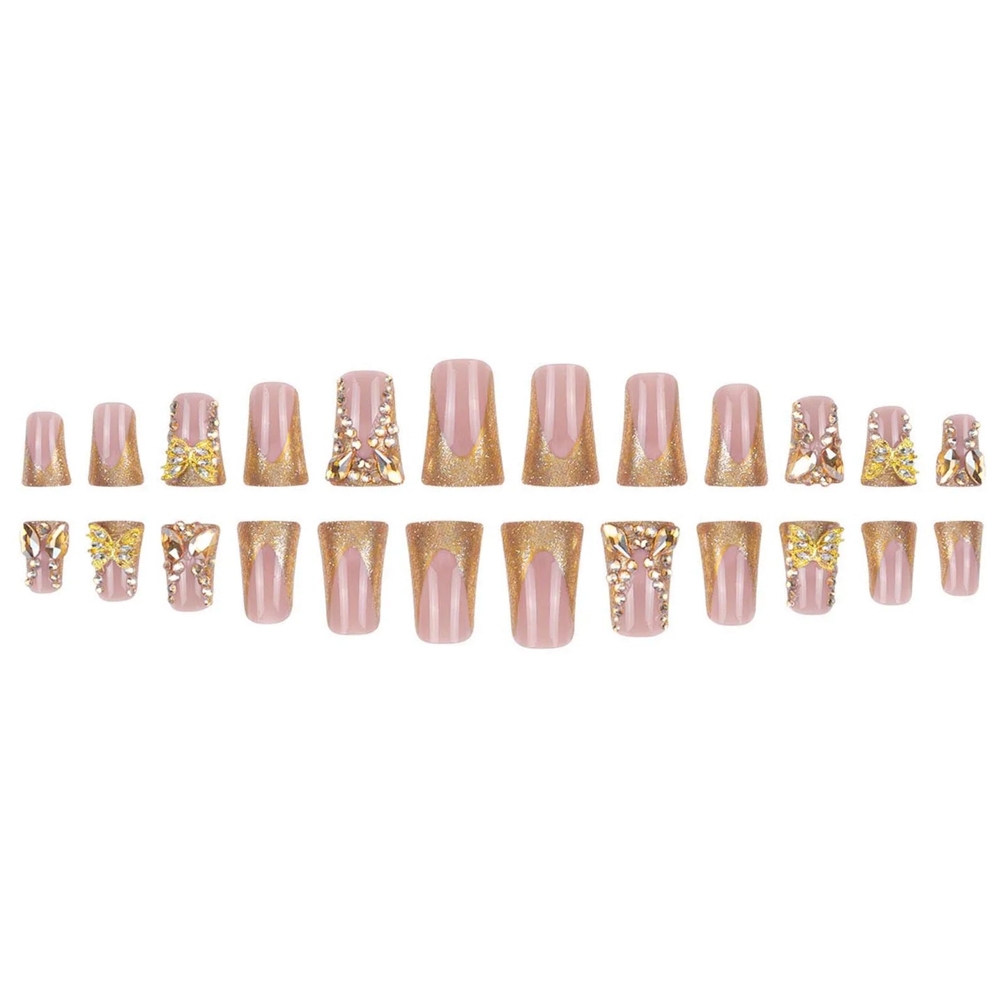 Luxury Press On Nails Gold 24pc