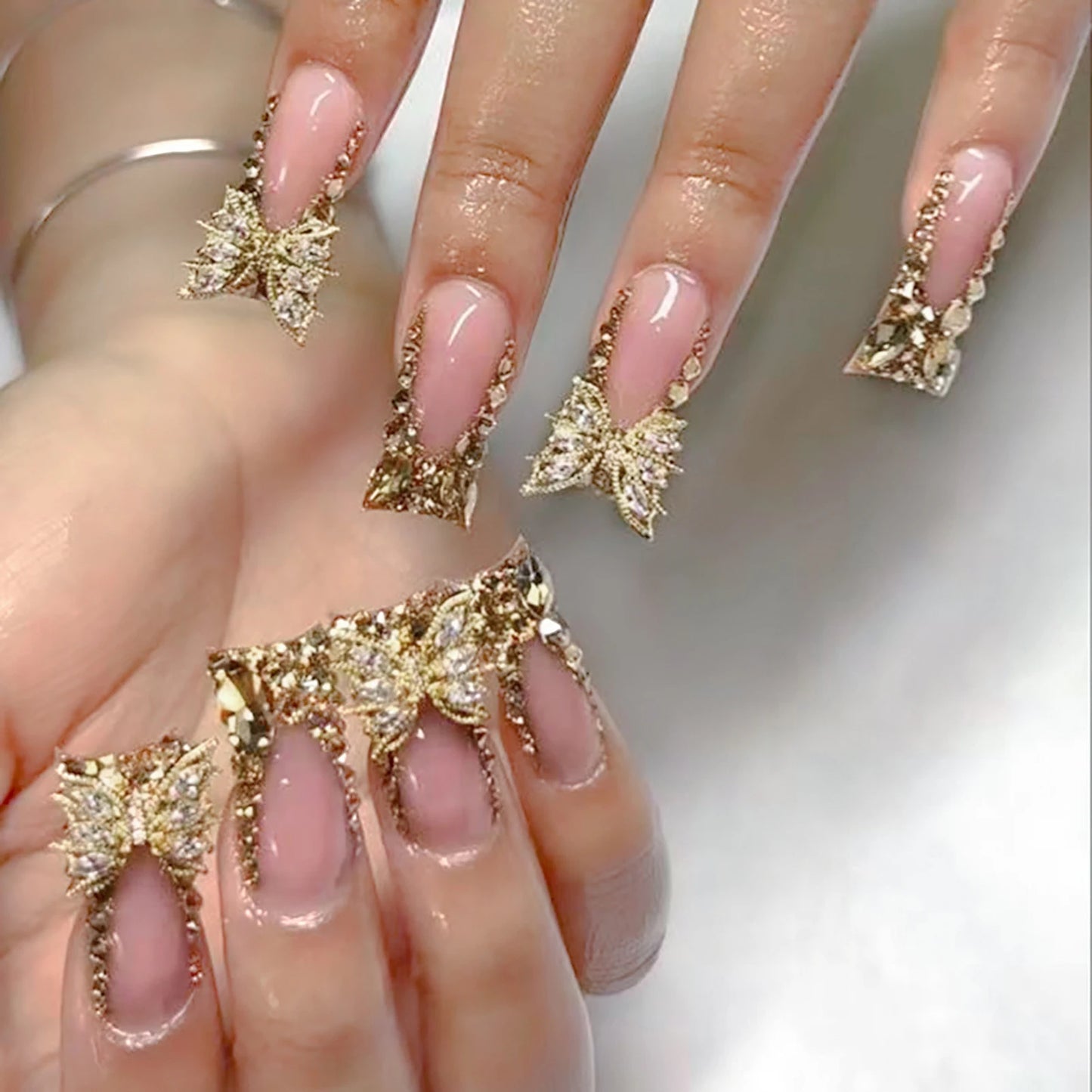 Luxury Press On Nails Gold 24pc